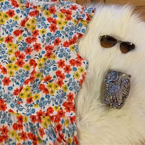 Ann Taylor Floral Pleated Fit and Flare Dress